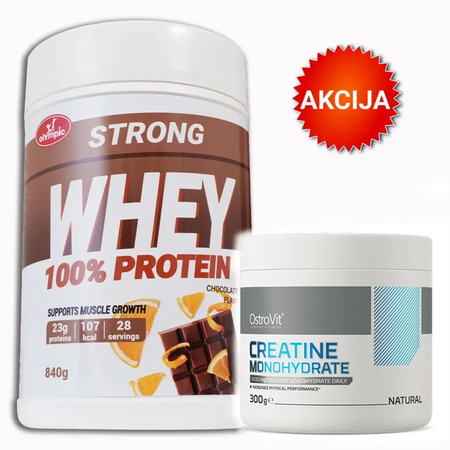 Olympic Strong 100 Whey protein Coko-oranz + OstroVit Kreatin 300g